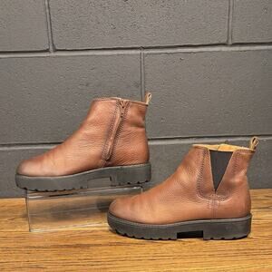 Zodiac Shiloh Chelsea Ankle Boots Brown Leather Lug Sole 8.5